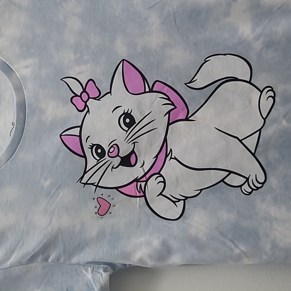 DISNEY GIRLS ARISTOCATS MARIE BLUE AND WHITE GRAPHIC TEE SHIRT SIZE M7/8 NEW - Picture 3 of 4